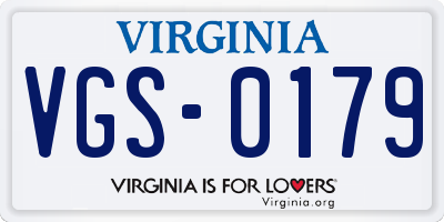 VA license plate VGS0179