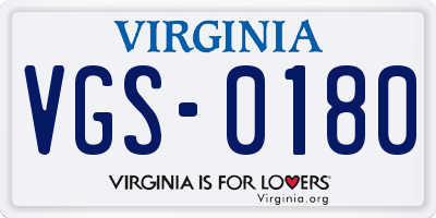 VA license plate VGS0180