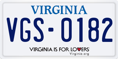 VA license plate VGS0182