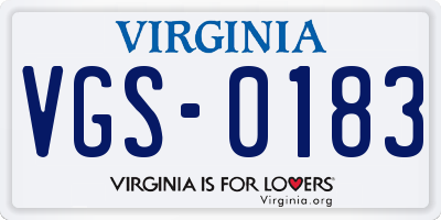 VA license plate VGS0183