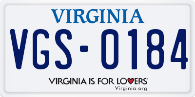 VA license plate VGS0184