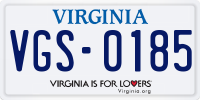 VA license plate VGS0185