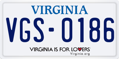 VA license plate VGS0186