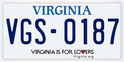 VA license plate VGS0187