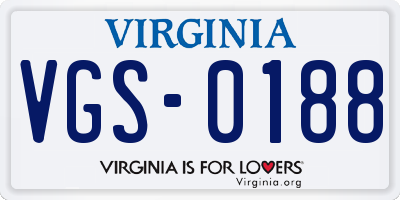 VA license plate VGS0188