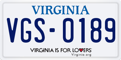 VA license plate VGS0189