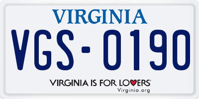 VA license plate VGS0190