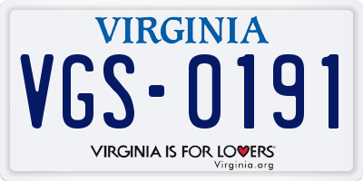 VA license plate VGS0191