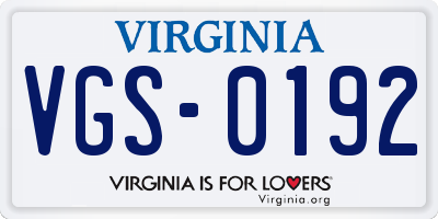 VA license plate VGS0192
