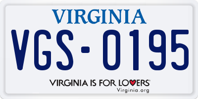 VA license plate VGS0195
