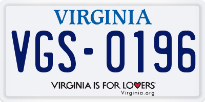 VA license plate VGS0196