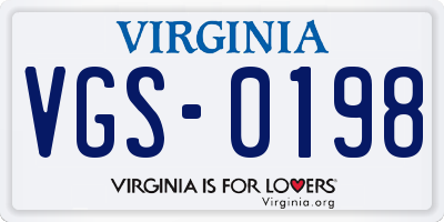 VA license plate VGS0198