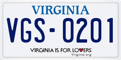 VA license plate VGS0201