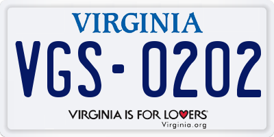 VA license plate VGS0202