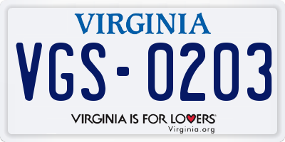 VA license plate VGS0203
