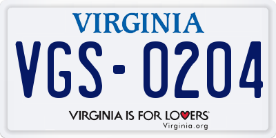 VA license plate VGS0204