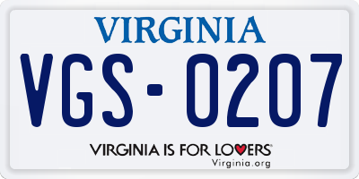VA license plate VGS0207