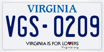 VA license plate VGS0209
