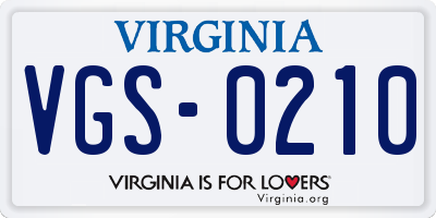 VA license plate VGS0210
