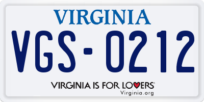 VA license plate VGS0212