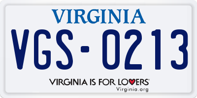 VA license plate VGS0213
