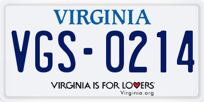 VA license plate VGS0214