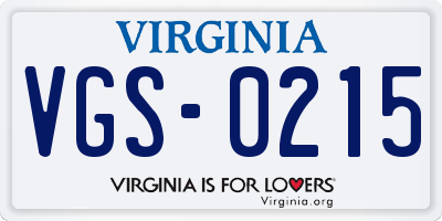 VA license plate VGS0215