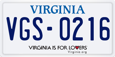 VA license plate VGS0216