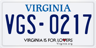 VA license plate VGS0217