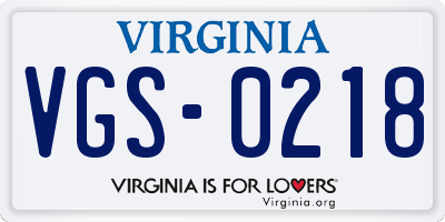 VA license plate VGS0218