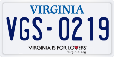 VA license plate VGS0219