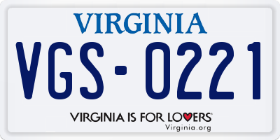 VA license plate VGS0221