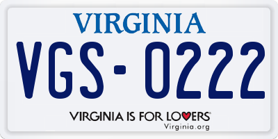 VA license plate VGS0222