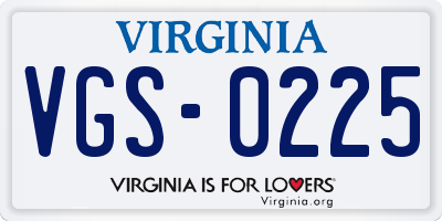 VA license plate VGS0225