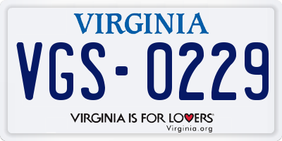 VA license plate VGS0229