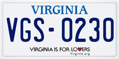 VA license plate VGS0230