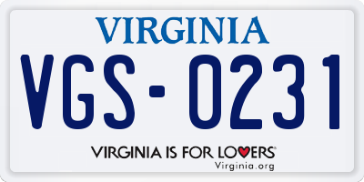 VA license plate VGS0231