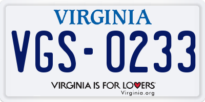 VA license plate VGS0233