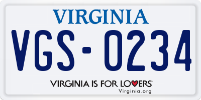 VA license plate VGS0234