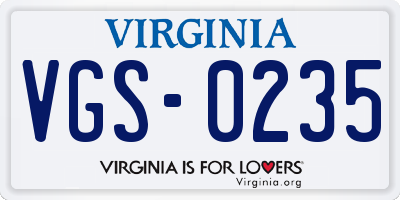 VA license plate VGS0235