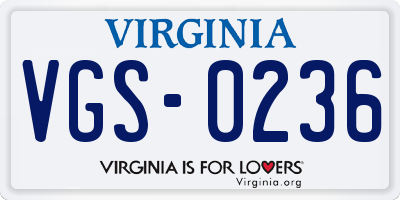 VA license plate VGS0236