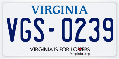VA license plate VGS0239