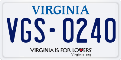 VA license plate VGS0240