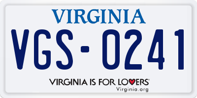 VA license plate VGS0241