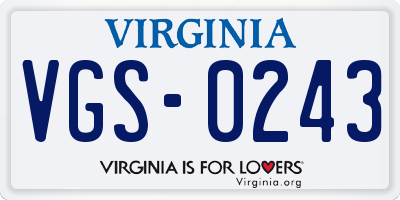 VA license plate VGS0243