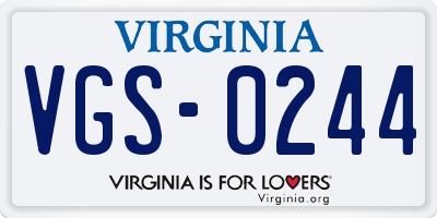 VA license plate VGS0244