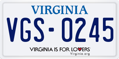 VA license plate VGS0245