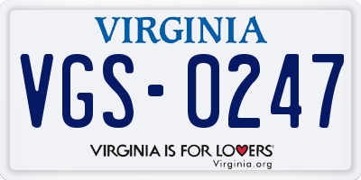 VA license plate VGS0247
