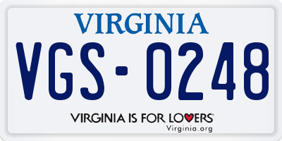 VA license plate VGS0248