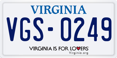 VA license plate VGS0249